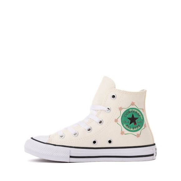 CONVERSE Chuck Taylor Alll Star "Frog Garden" High-Top Sneaker- Egret- Sz:3YOUTH - Picture 8 of 13